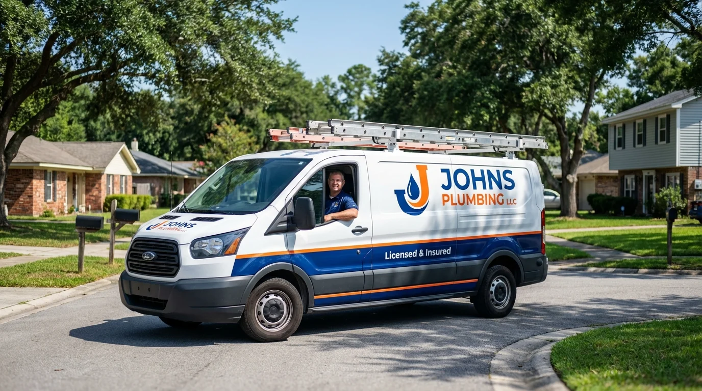 Johns Plumbing LLC service van in Alexandria, AL