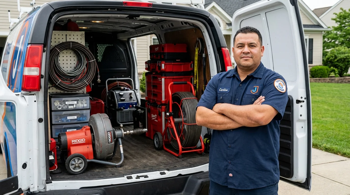 Professional drain cleaning equipment and Johns Plumbing LLC plumber in Alexandria