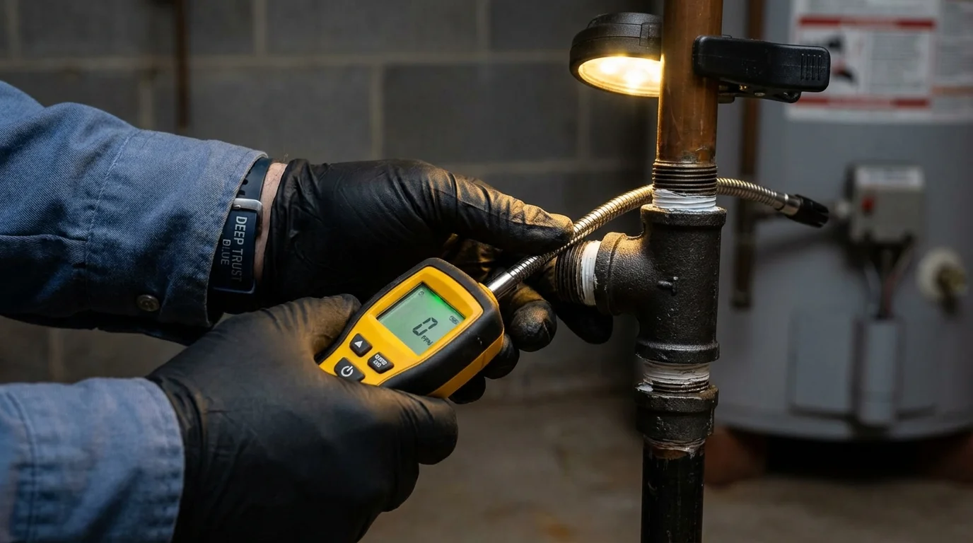 Gas leak detection with electronic sniffer by Johns Plumbing LLC in Alexandria