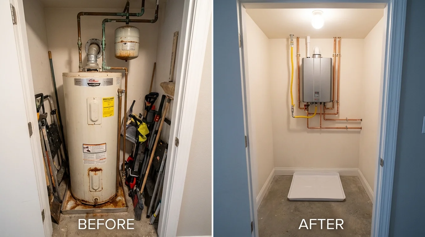 Tank water heater versus wall-mounted tankless unit comparison for Alexandria, AL homeowners